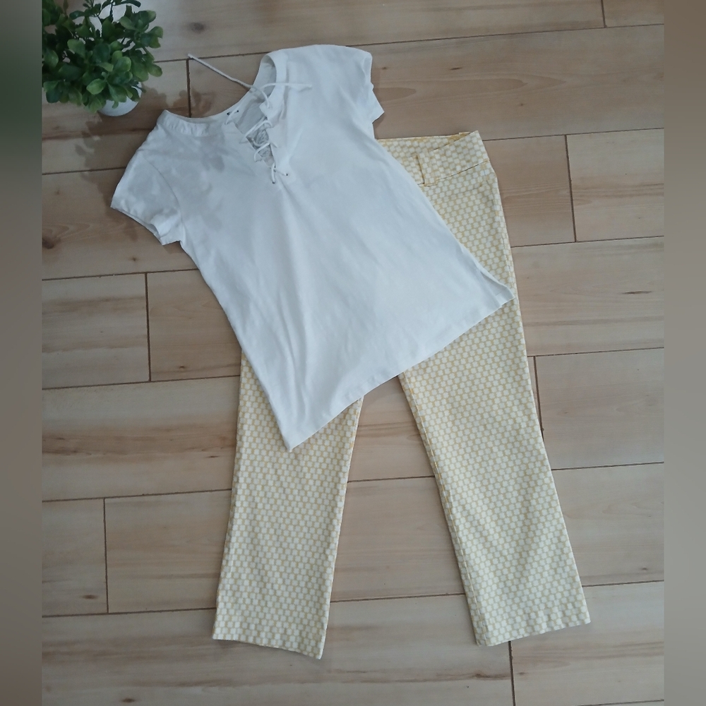 J. Crew Cropped Yellow Pants & Hiho Top! Size 6
